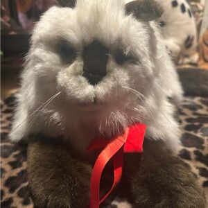 Plush Cat with Red Bow